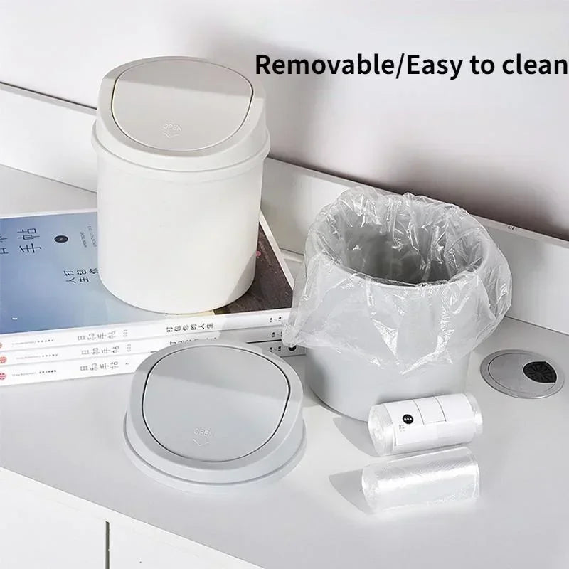 Mini cubo de basura de escritorio con tapa, organizador de basura, dormitorio, oficina, escritorio, caja de almacenamiento para coche, cocina, baño, basura