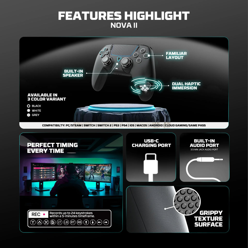 FANTECH NOVA II WGP16 Gamepad inalámbrico Sensor giroscópico Joystick Hall y disparador de efectos para PS4 NS2 controlador con cable Gamer