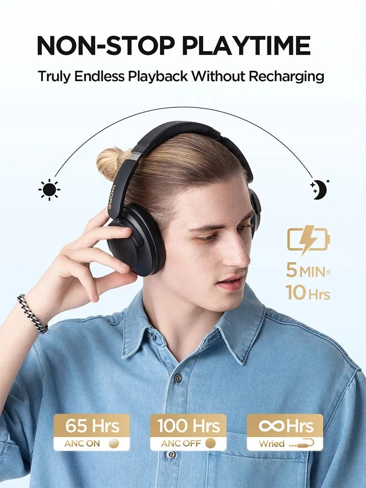 Auriculares 1MORE SonoFlow Pro HQ51 ANC Bluetooth 5.4 Hi-Res LDAC con controlador DLC de 40 mm, QuietMax ANC de 42 dB, batería de 100 horas, auriculares supraaurales