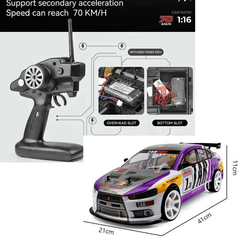 1:10 4wd 70 km/h Rc Drift Car ruedas a la deriva anticolisión todoterreno coches de carreras Rc todoterreno 4 × 4 juguetes Rc Drift Car de gran velocidad