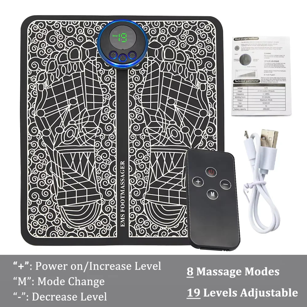 EMS-alfombrilla masajeadora de pies eléctrica TENS, almohadilla masajeadora de pies, estera de masaje plegable, Estimulación muscular, Fisioterapia, Terapia, Fisica Salud