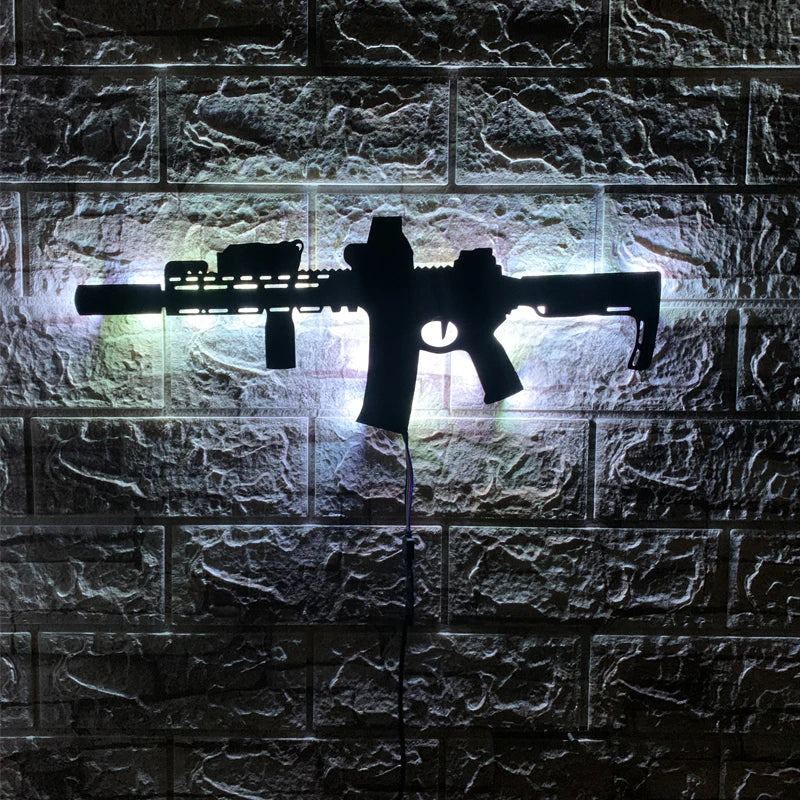 Luz de pared luminosa LED creativa 3D personalizada en forma de pistola fondo interior Aura luz USB luz nocturna de color