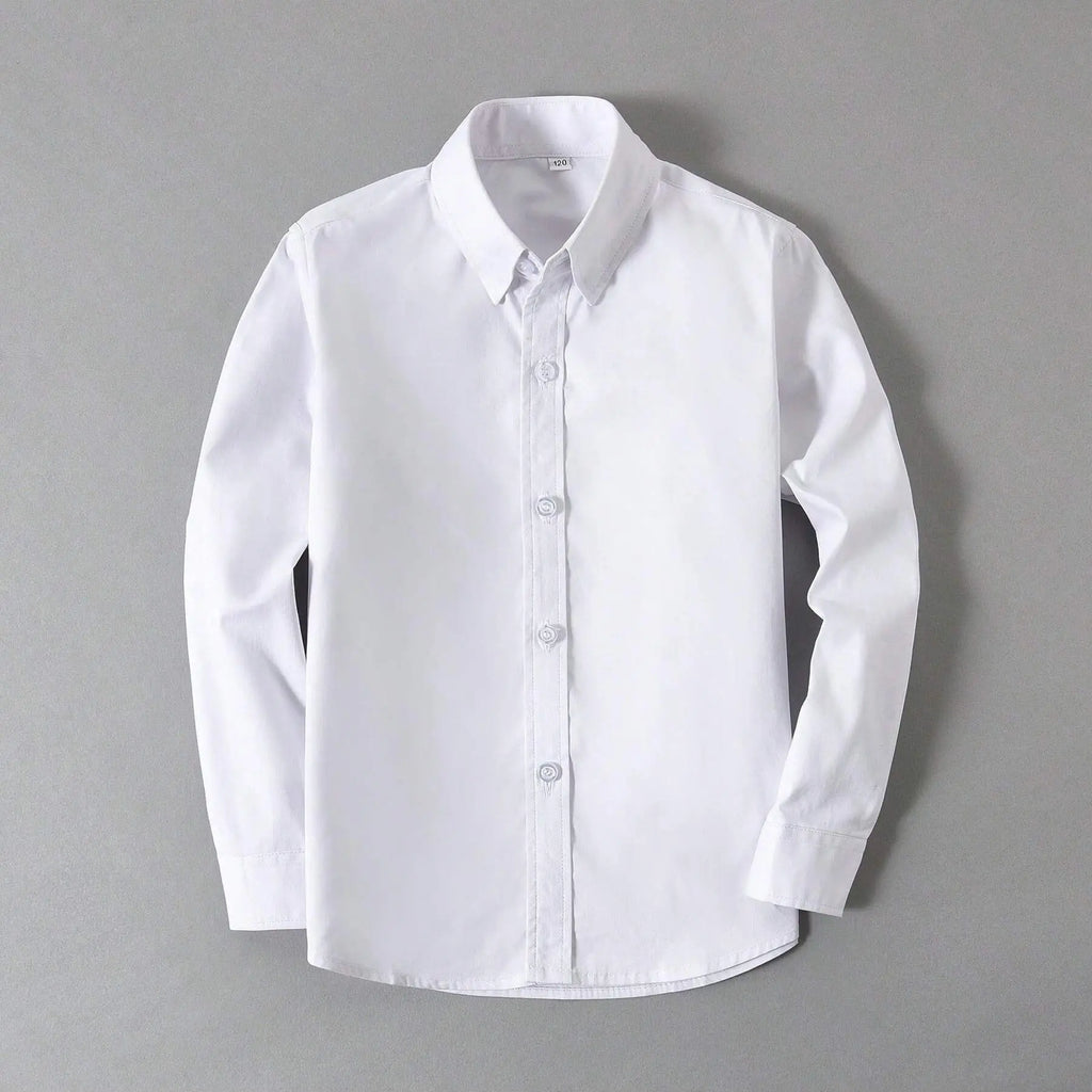 Camisas blancas de manga larga para niños, uniformes escolares