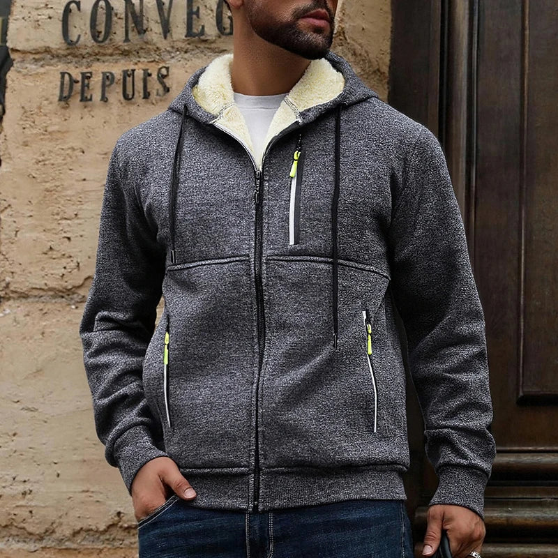 Chaqueta de Invierno con Forro Sherpa y Capucha para Hombre