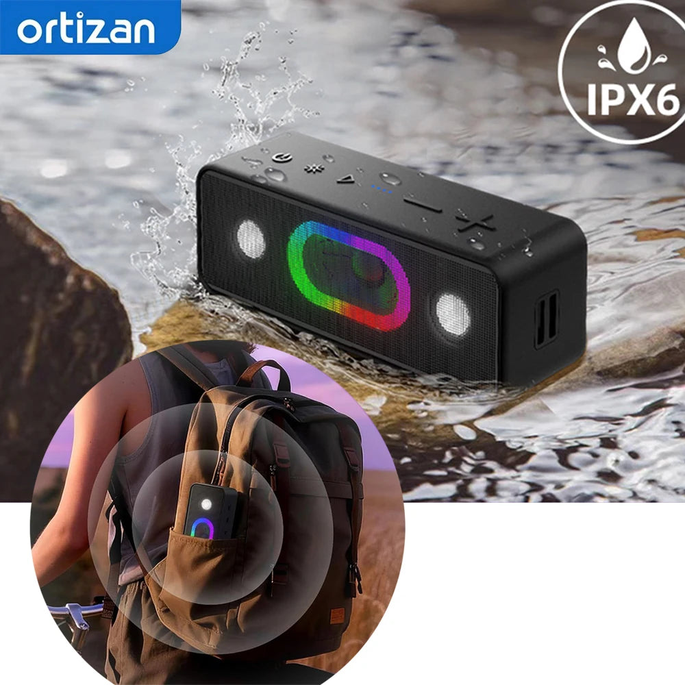 Altavoz Bluetooth Ortizan, Altavoz portátil con sonido estéreo fuerte de 16 W, 24 horas de reproducción, Altavoces inalámbricos Bluetooth 5.3, graves profundos,