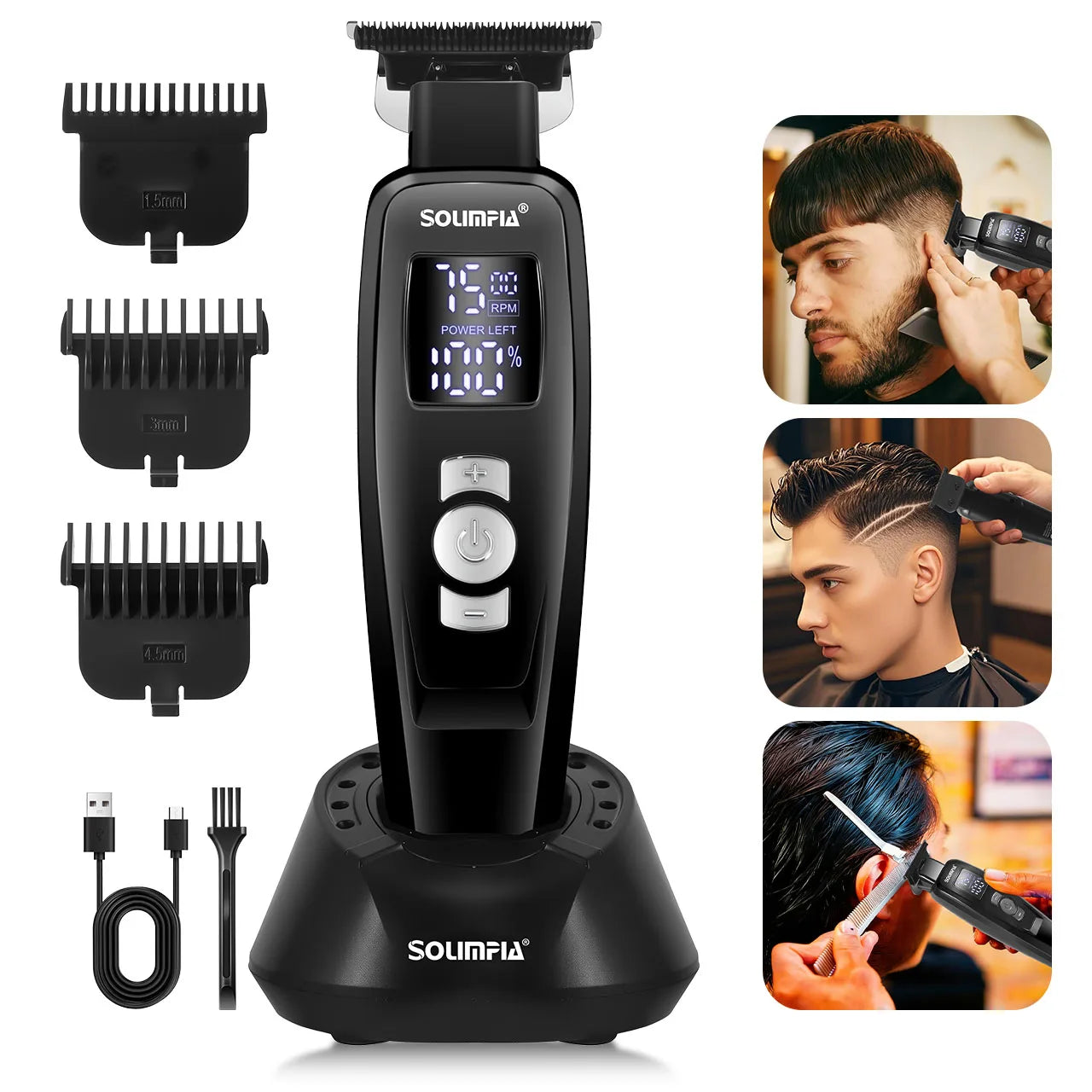 Cortadora de Pelo Profesional 3 Velocidades con LED