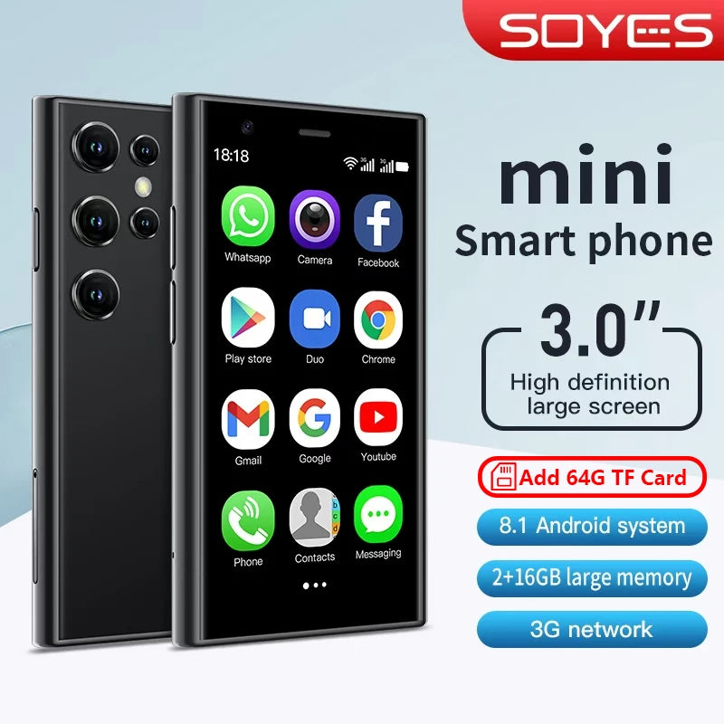 Teléfonos Inteligentes SOYES S23 Pro y Mini 24, Android 8.1, Doble SIM, Pantalla HD de 3.0'', Batería de 1000 mAh, WIFI, Bluetooth, 3G, Teléfono Móvil Pequeño