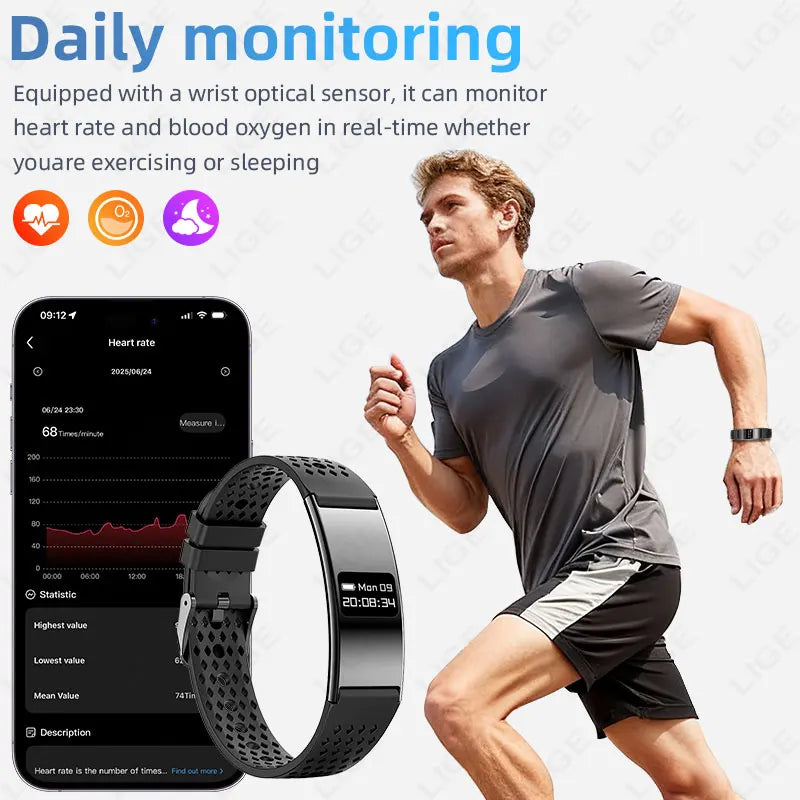 Pulsera inteligente LIGE con monitor de salud y seguimiento deportivo