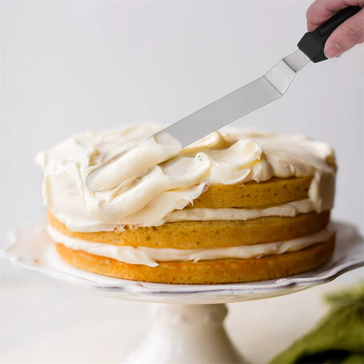 LMETJMA-espátula compensada para pasteles, espátula para glaseado de acero inoxidable con mango de plástico PP, espátula para glaseado para decoración de pasteles JT141