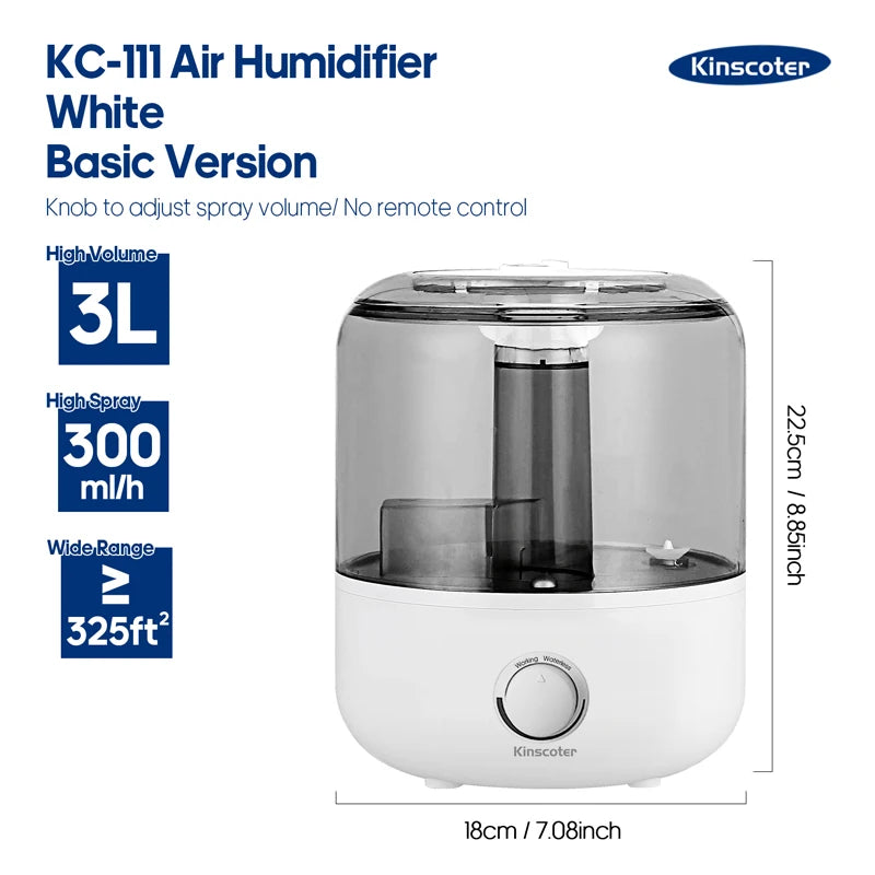 Humidificador de Aire 3L con Control Remoto y Difusor de Aromas