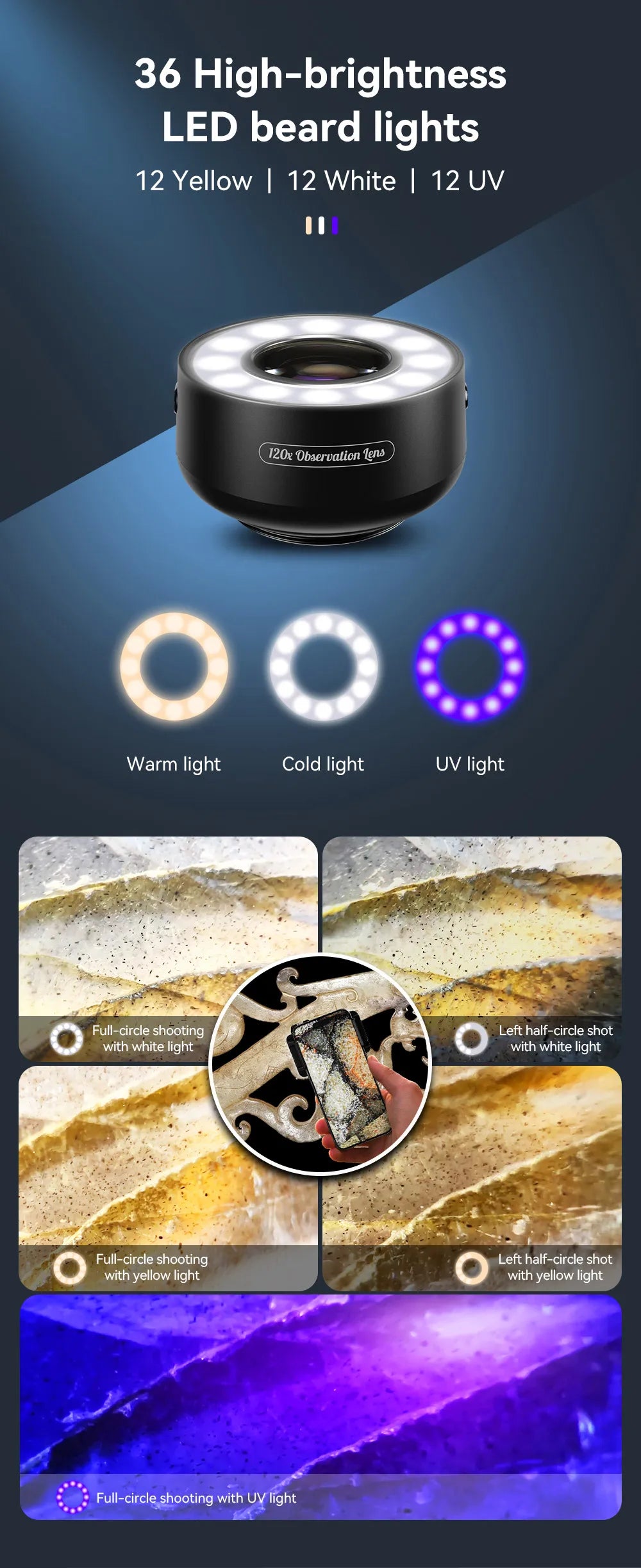 Microscopio Portátil APEXEL 120X con Luz LED para Smartphone