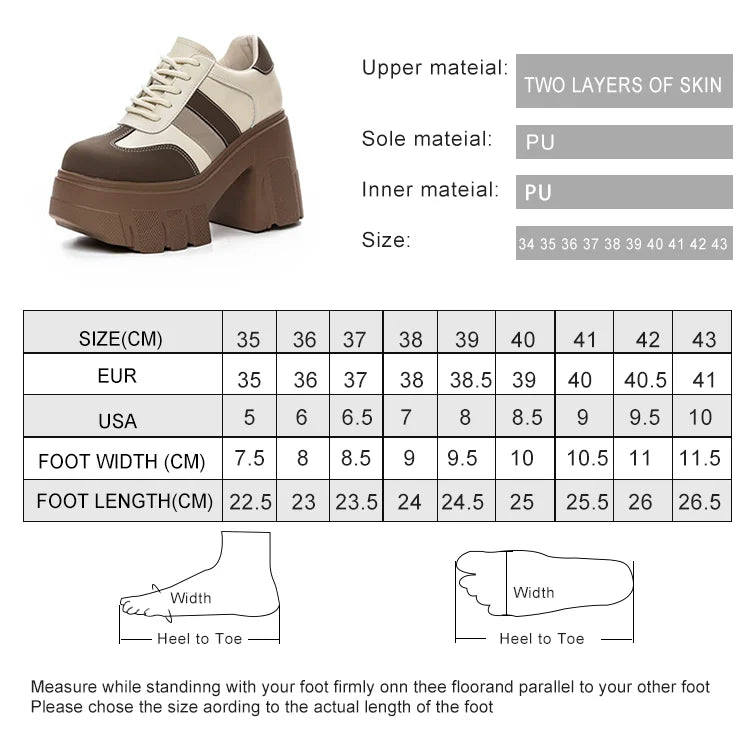 Zapatos de Tacon Alto con Plataforma para Mujer - Cuero con Cordones
