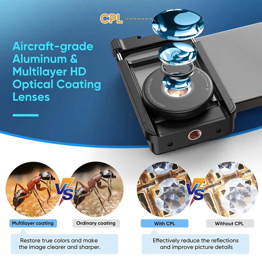 Lente de Microscopio Digital 100X para iPhone y Xiaomi