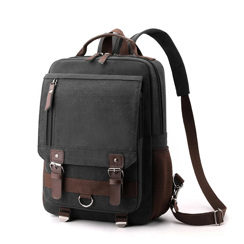 Mochila Retro de Lona, para Senderismo al Aire Libre, Multifuncional, con Múltiples Compartimentos, Bolsa de Pecho, Mochila Lateral