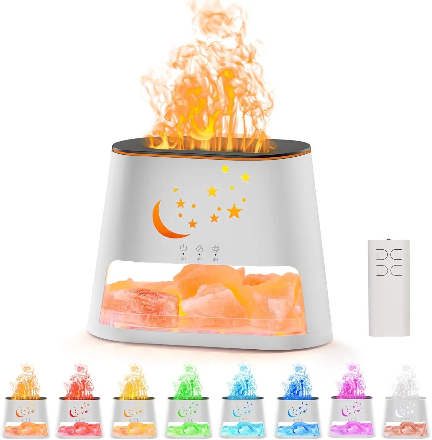 Difusor Ultrasónico de Aceites Esenciales con Sal del Himalaya 8 Colores