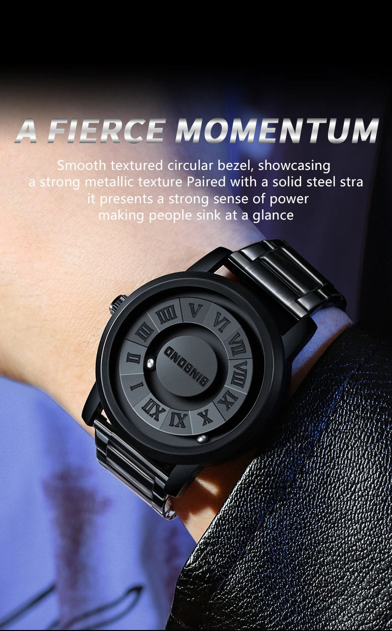 Reloj de Cuarzo BINBOND para Hombre, Acero Inoxidable, Resistente al Agua