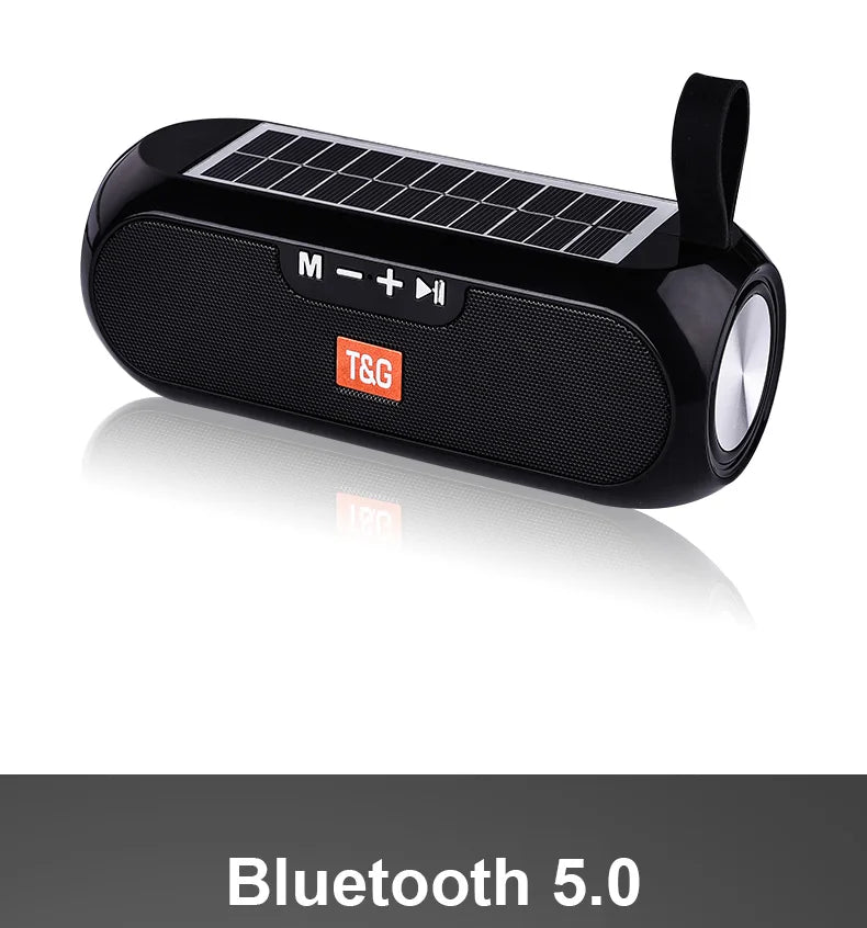 Radio Solar FM para exteriores, altavoz inalámbrico portátil con Bluetooth, caja de sonido de música, Subwoofer, bajo, Aux, PC, TV, ordenador, TV, estéreo Hifi, Mp3