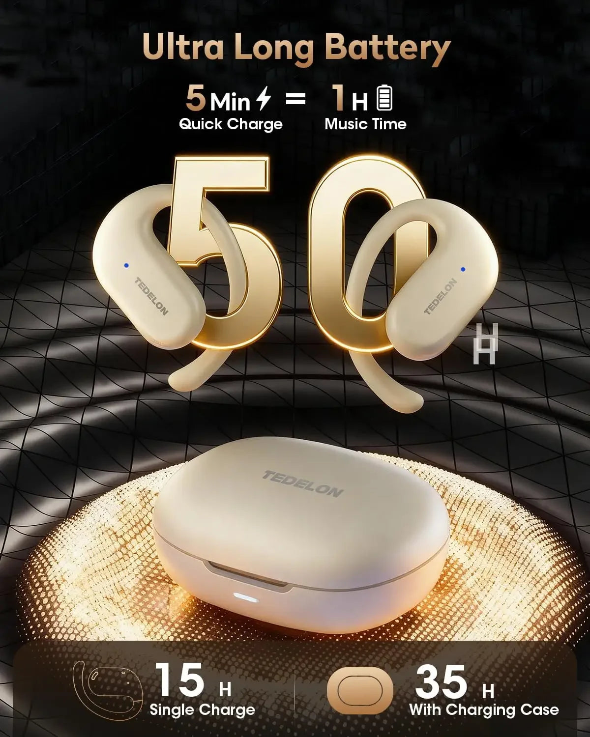 Tedelon F9 Auriculares Open Ear Bluetooth 5.4 HiFi