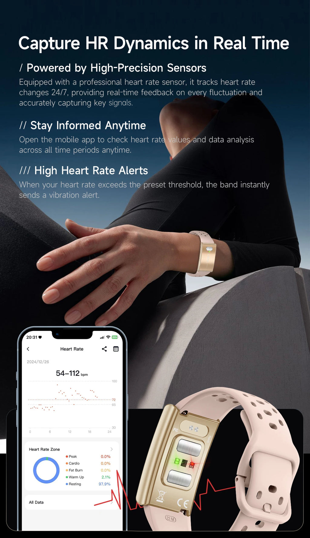 LIGE Pulsera Inteligente ECG+PPG HRV Enfermería