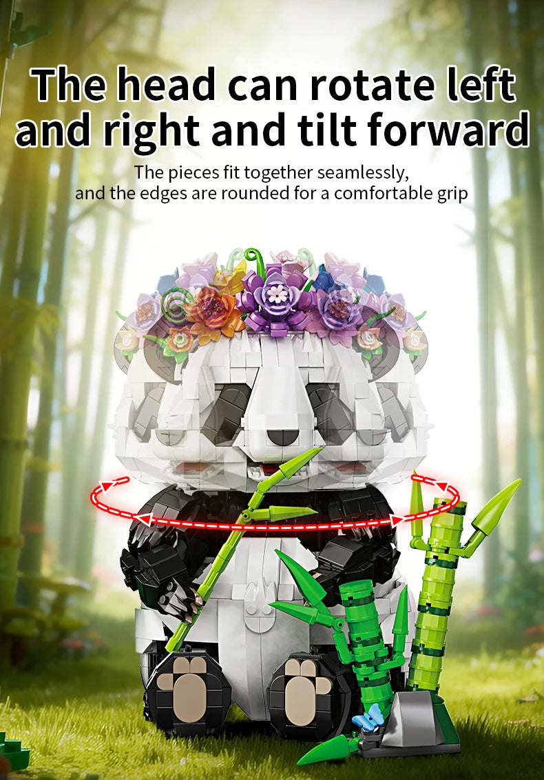 Bloques de Construcción KQ202 MOC Panda, Modelo de Animal del Bosque de Bambú, Decoración de Escritorio STEM para el Hogar, Regalo Educativo de Cumpleaños y Navidad para Niños
