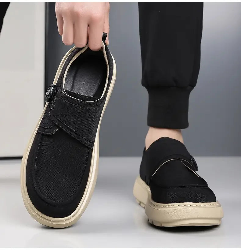 Mocasines para hombre con hebilla giratoria manos libres, transpirables y suela antideslizante