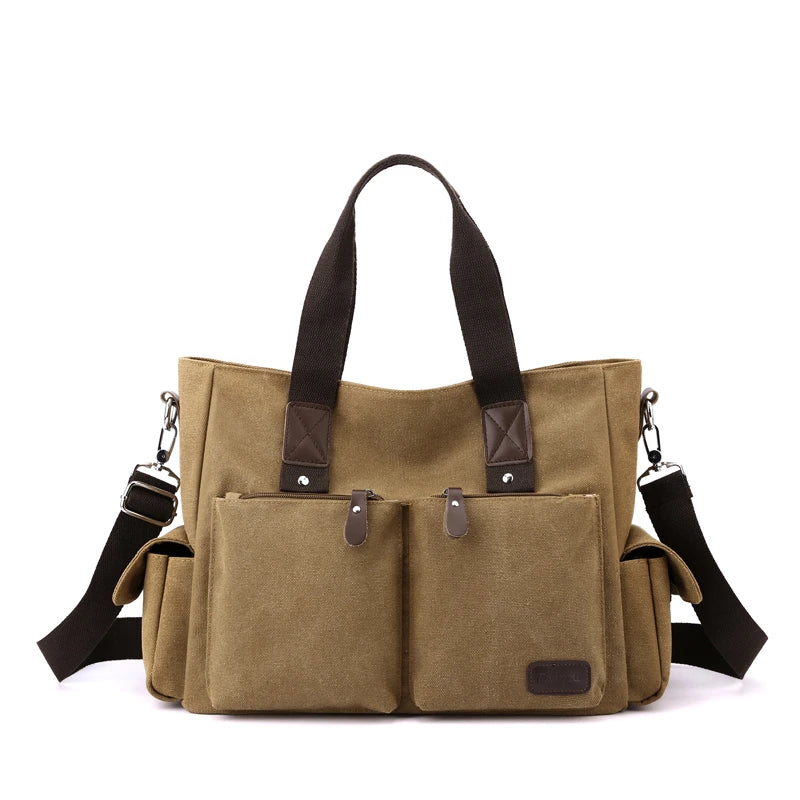 Bolso Bandolera Retro de Lona, Bolso de Mano para Viajar al Trabajo, Bolso de Hombro, Bolso de Trabajo, Bolso de Gran Capacidad