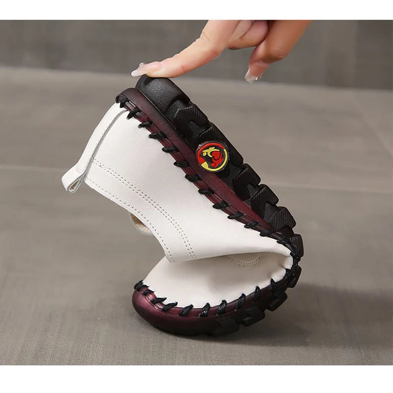 Zapatillas de deporte para Mujer, mocasines con cordones de cuero, planos, informales, cómodos, para mamá, para Mujer