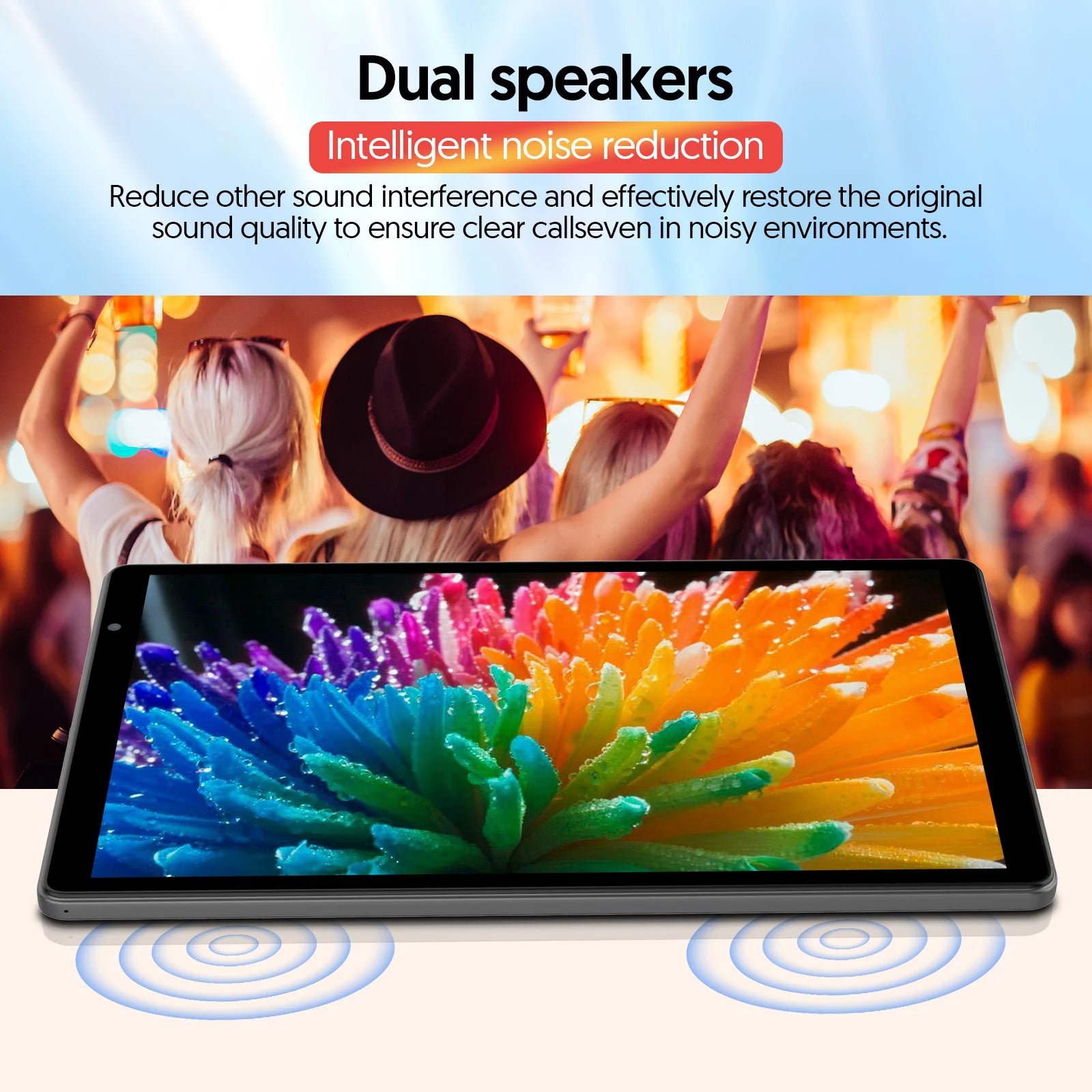 Tableta BAKEN de 10 Pulgadas |   Sistema Operativo Android 16 |   Procesador de Cinco Núcleos |   8GB de RAM (3GB + 5GB) + 32GB de ROM |   WiFi 6 |   Cámaras Duales |   6000 MAh