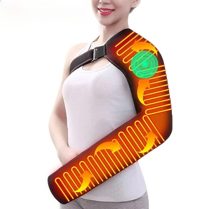 Soporte de Brazo Largo con Calefacción y Masaje, Faja Eléctrica Térmica para Alivio del Dolor de Hombro, Brazo, Codo, Muñeca y Mano