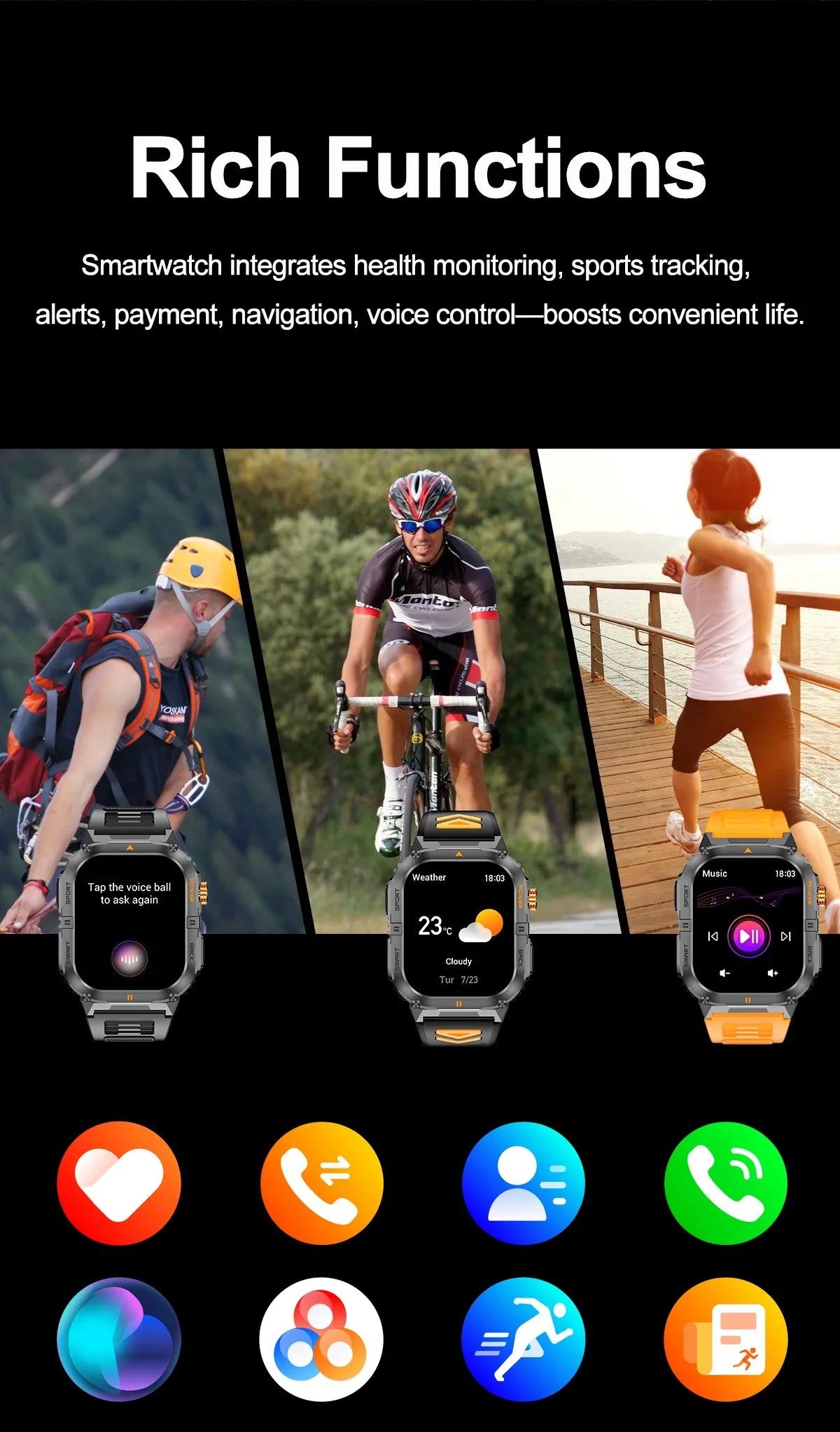 Reloj Inteligente Deportivo IP68 100+ Modos