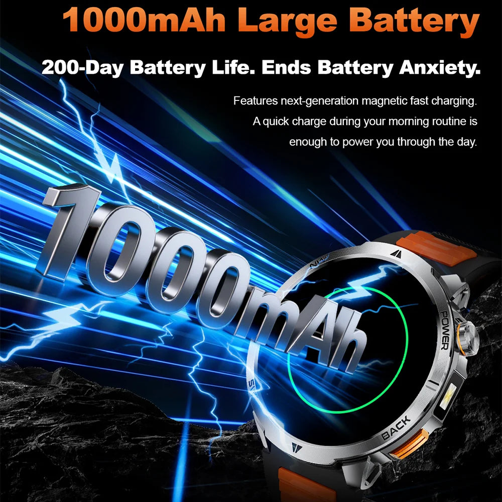 Nuevo Reloj Inteligente T-Rex3 Ultra 2026 con Batería Grande de 1000 mAh, GPS, Resistente al Agua IP68, Linterna LED, Brújula, para Actividades al Aire Libre, Regalo