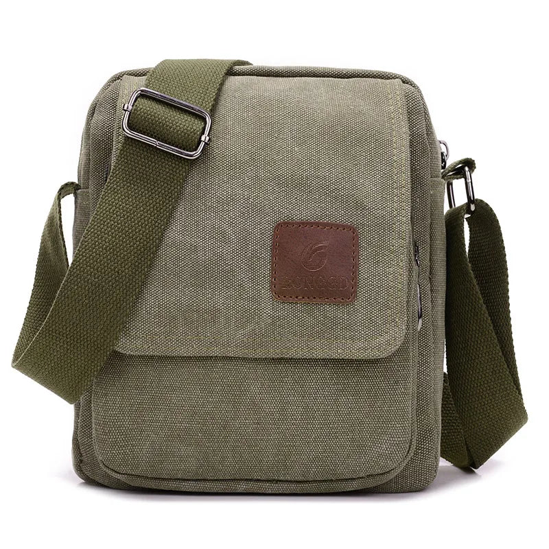 Bolso Cruzado de Lona Retro para Hombre - Casual para el Día a Día