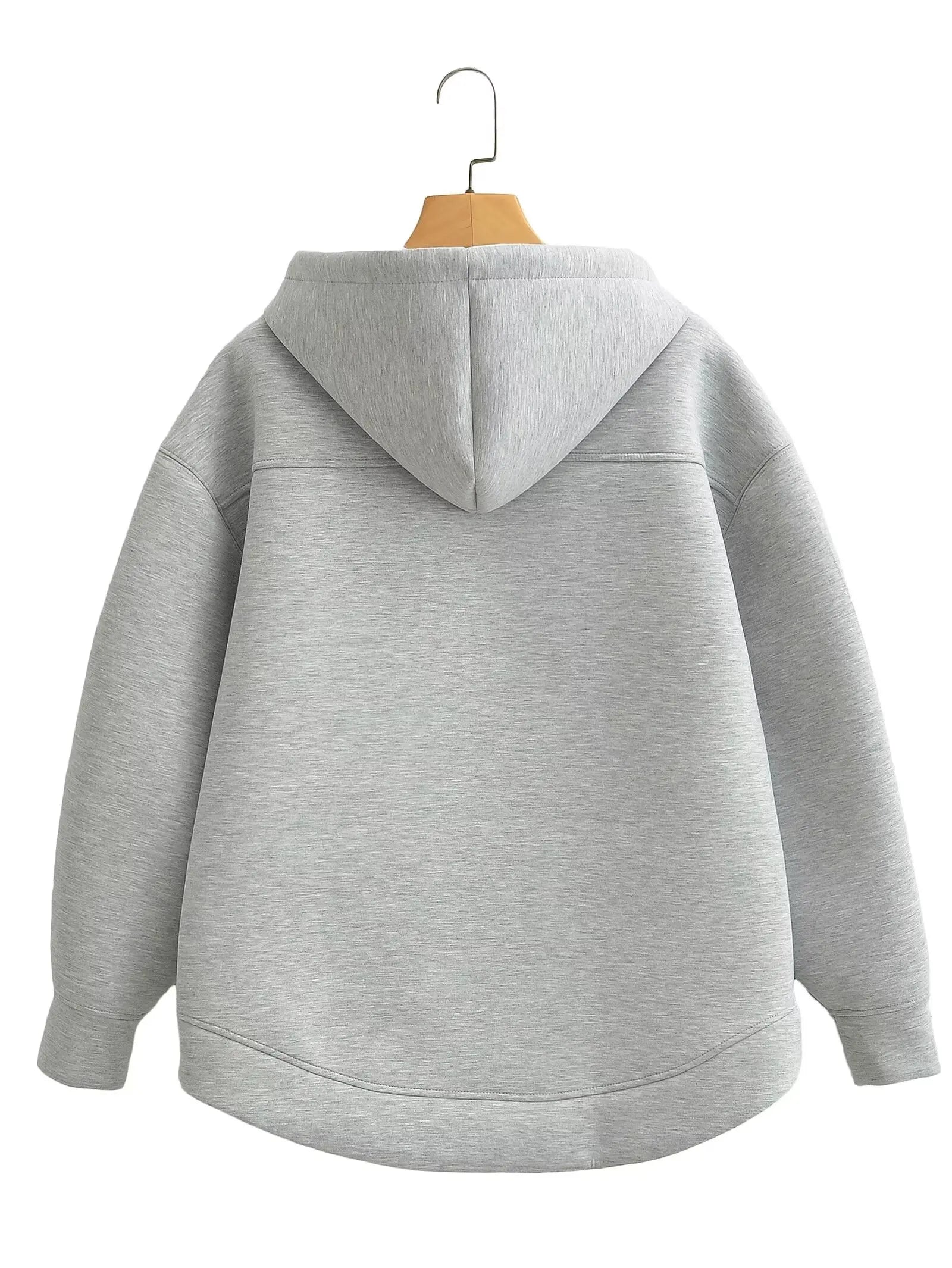 HH Otoño Invierno mujer cremallera Sudadera con capucha abrigo High Street bolsillos dobles chaqueta de gran tamaño sudaderas sueltas prendas de vestir exteriores Top