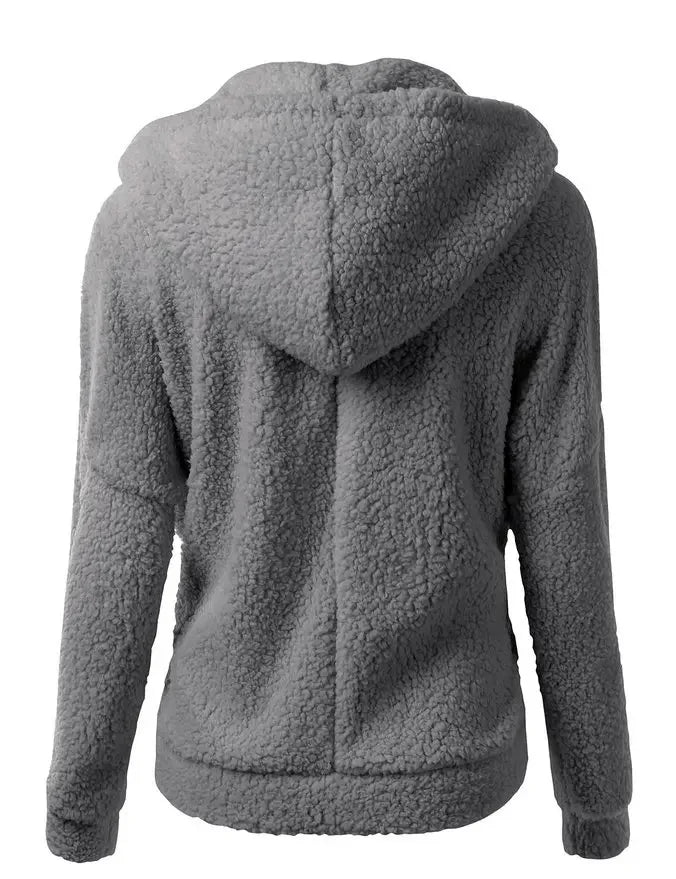 Chaqueta cálida de otoño e invierno para mujer, Sudadera con capucha informal 2025, sudaderas con capucha para mujer, sudadera con cremallera, abrigo liso de lana suave para mujer