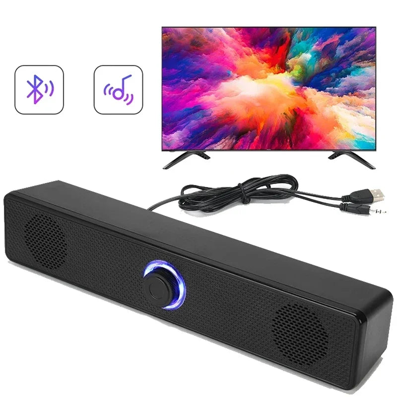 Barra de sonido para PC, Altavoz Bluetooth inalámbrico y con cable, barra de sonido alimentada por USB para TV, Pc, portátil, juegos, sistema de Audio envolvente para cine en casa