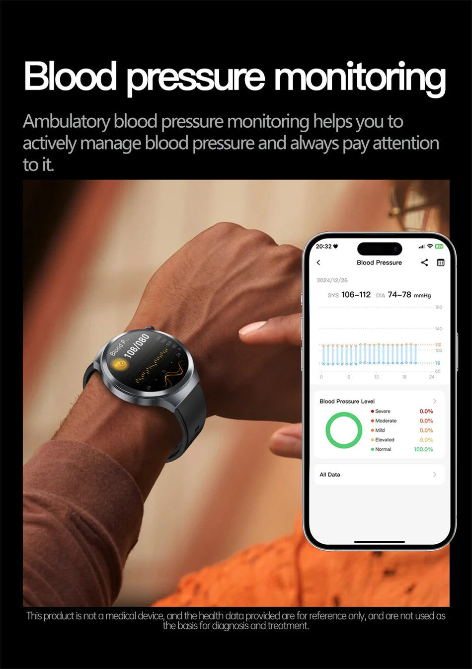Nuevo Reloj Inteligente con Pantalla de Cristal de Zafiro de 1.73 Pulgadas, Monitor de Salud, Ácido Úrico, Grasa en Sangre, Presión Arterial, ECG+PPG, Análisis Corporal, para Hombre