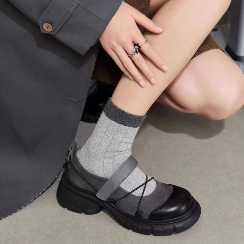 Mocasines Mary Jane con Plataforma y Tacón Grueso para Mujer