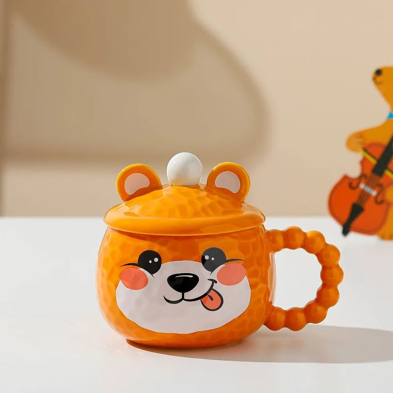 Taza de café de cerámica premium con tapa para hogar y oficina