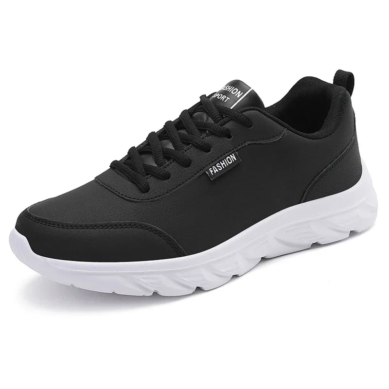 YRZL Zapatillas para correr Zapatillas de deporte de cuero artificial impermeables Zapatos deportivos al aire libre Hombres Zapatillas casuales ligeras para caminar para hombres