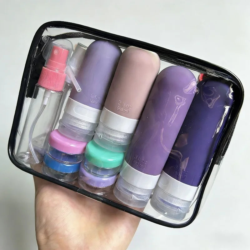 Kit de 17 Envases de Viaje de Silicona para Cosméticos Recargables