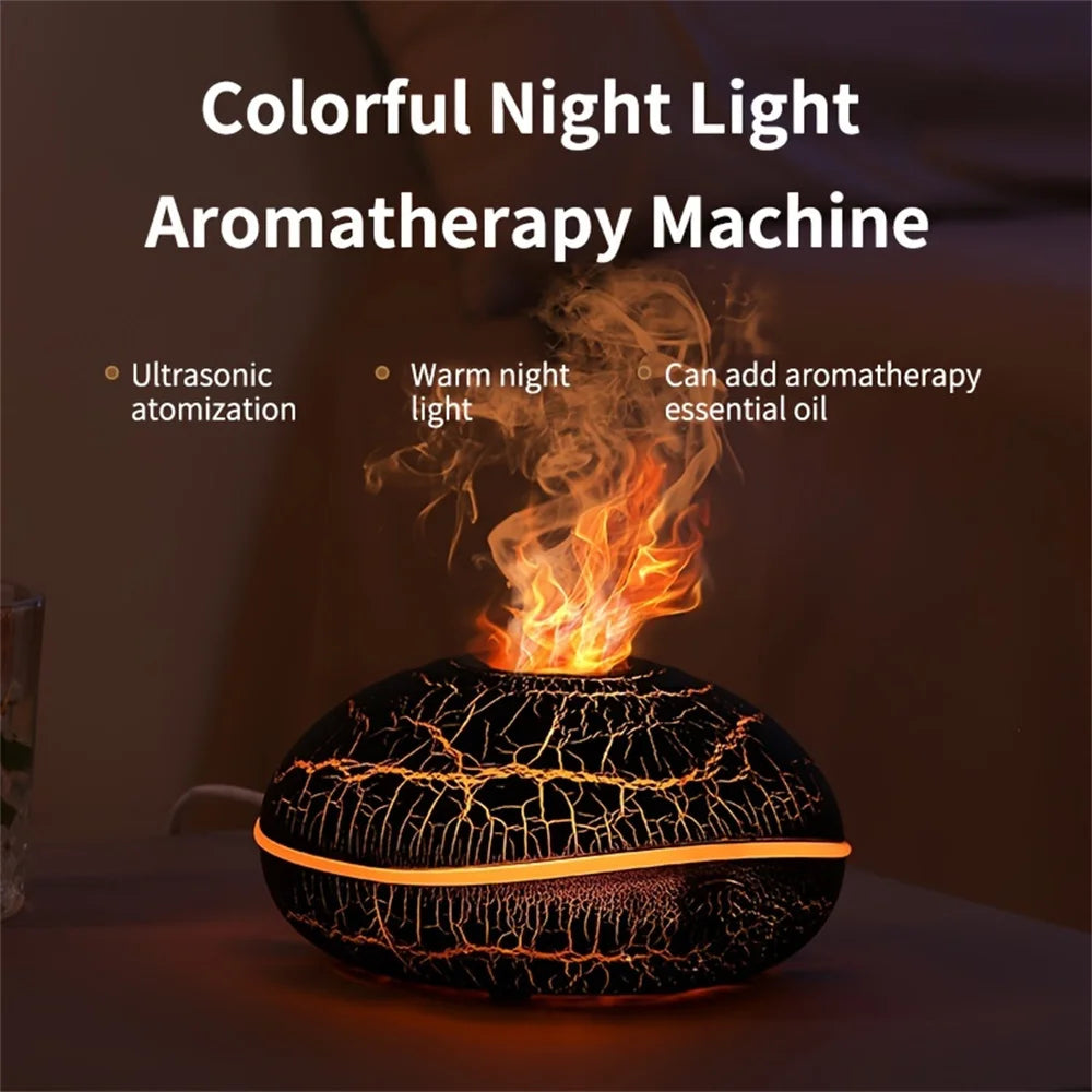 La llama del humidificador aromático puede agregar aceite esencial, pequeña máquina de aromaterapia, humidificador de aire equipado con función de iluminación colorida