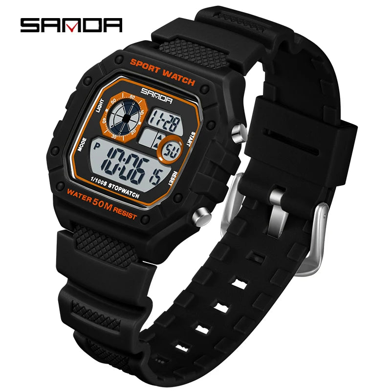 Reloj Digital SANDA 2202 para Hombre, LED Deportivo Impermeable 5 Bar