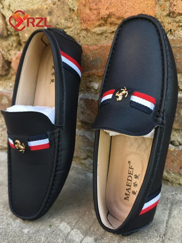 YRZL Mocasines blancos Mocasines de cuero PU negro para hombre Mocasines casuales sin cordones Hombres Mocasines cómodos Zapatos de conducción para hombres