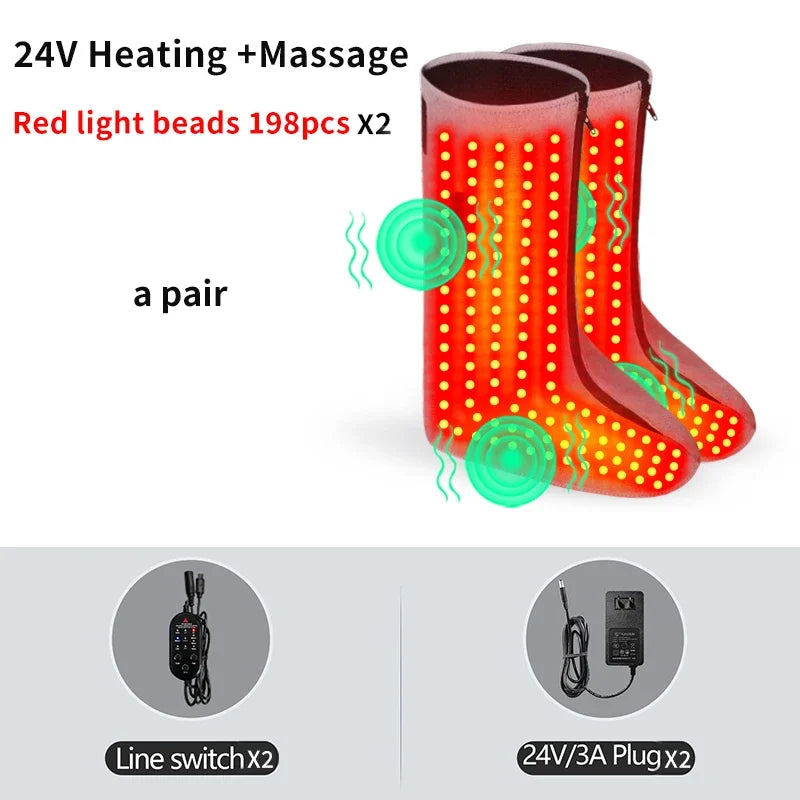 Masajeador de Piernas y Pies con Calor Envolvente, Calentador de Pies para el Invierno, Terapia de Luz Roja, Alivio para Dedos Doloridos y Adormecidos, Estimula la Circulación Sanguínea