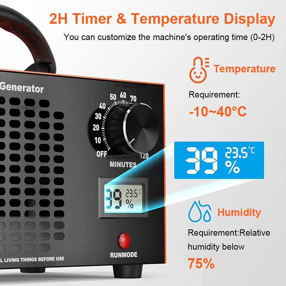 Generador de ozono purificador de aire 60g/h para espacios grandes