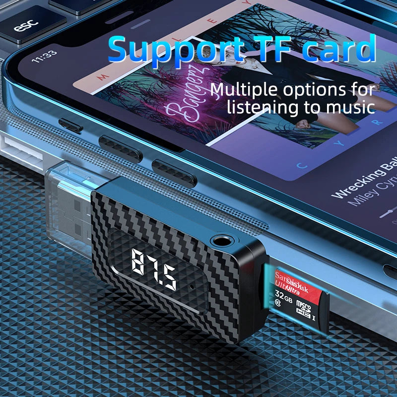 Receptor Bluetooth para Auto con Lector TF y Manos Libres
