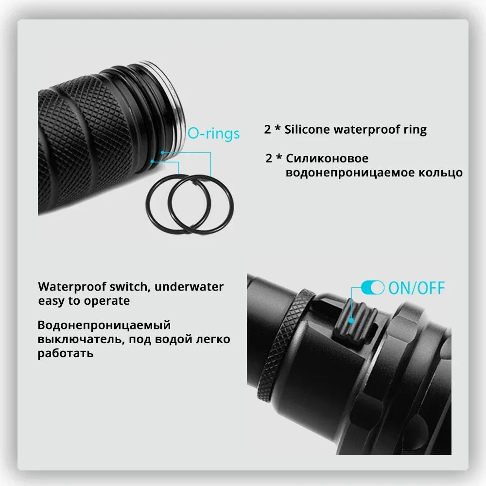 Linterna de Buceo LED Impermeable IP68