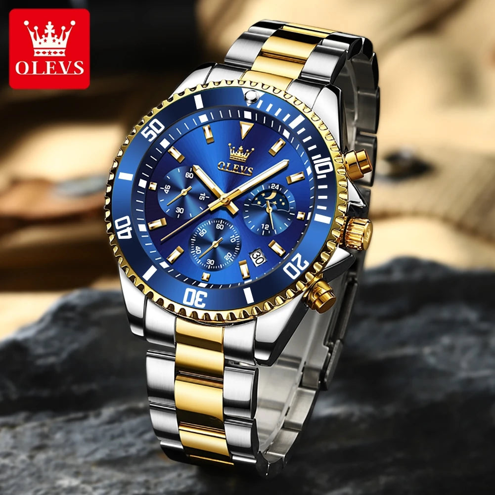 Reloj de Cuarzo OLEVS 2870 Cronógrafo con Fase Lunar para Hombre