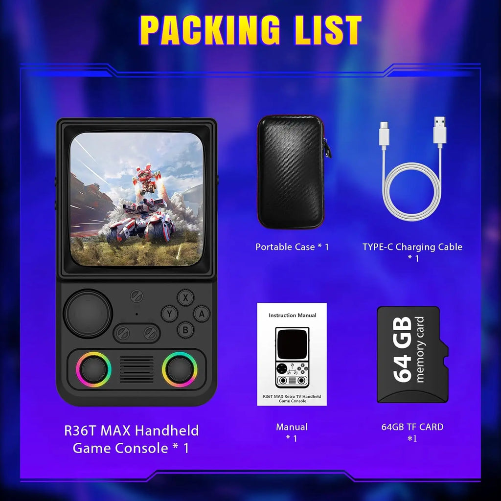 Consola de Juegos Retro Actualizada R36TMAX con Batería de 4000 mAh, Pantalla IPS de 4.0'', Consola de Juegos Retro con Estuche Portátil, Su