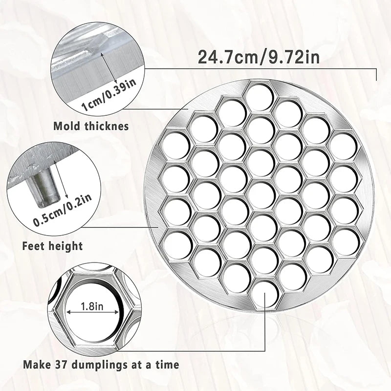 Fabricante de raviolis ruso con 37 agujeros, molde para dumplings, aleación de aluminio, Pelmeni, fabricante de dumplings de carne, cortador de dumplings hecho a mano JT567